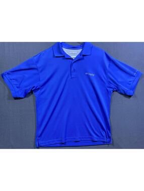 Columbia PFG Omni-Shade Mens SS Vented Waffle Knit Polo Shirt Royal Blue Fishing